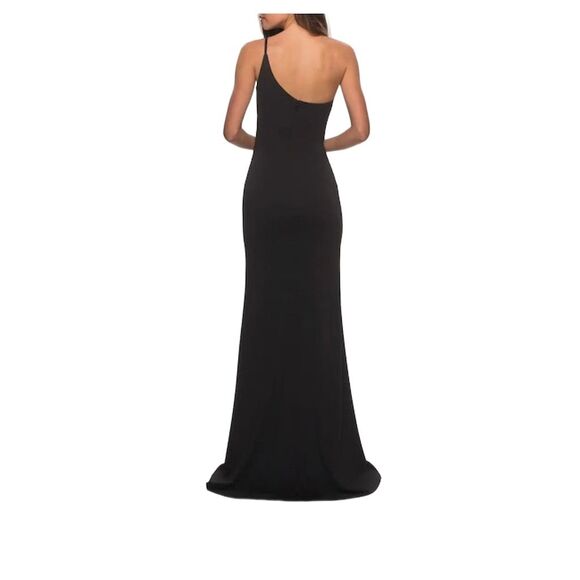 La Femme Women's Black One-Shoulder Formal Gown Size 0 Long Dress - Picture 2 of 6